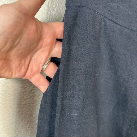 WHIT New York Womens Clemence Linen Wide Leg Crop Pant in Navy Blue Size 2 - Picture 6 of 11